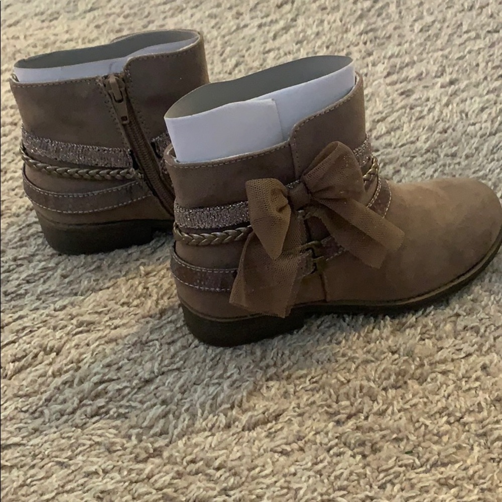 Taupe, neutral Girls bootie with embellishments
